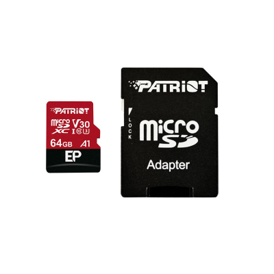 کارت حافظه microSDXC پتریوت مدل EP کلاس 10 استاندارد UHS-I U3 سرعت 90MBps ظرفیت 64 گیگابایت به همراه آداپتور SD