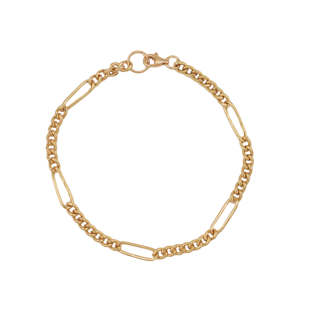 دستبند طلا زنانه طرح فیگارو قو طلایی مدل B034712 دستبند طلا زنانه طرح فیگارو قو طلایی مدل B034712