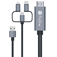 کابل میکرو یو اس بی / لایتنینگ / تایپ سی به HDMI پرووان مدل PCH70 - طول 1.8 متر-small-image