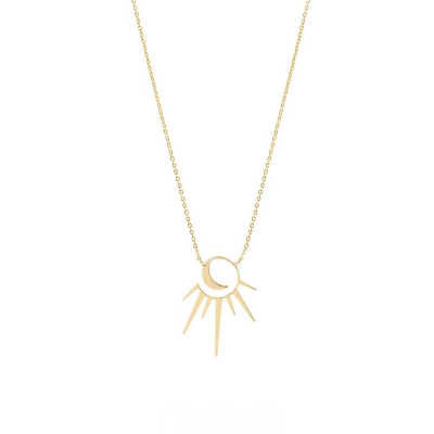 گردنبند طلا زنانه طرح ماه و خورشید تابان قو طلایی