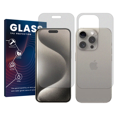 گلس گوشی اپل iPhone 15 Pro Max مدل Resistant به همراه محافظ پشت گوشی