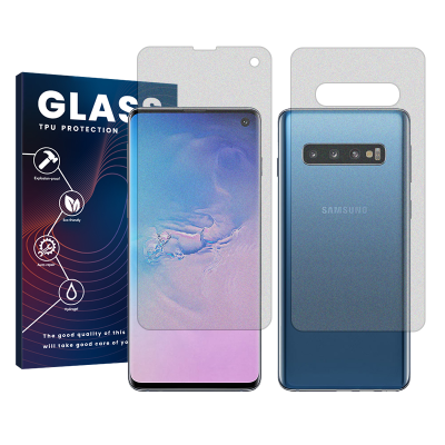 گلس گوشی سامسونگ Galaxy S10 مدل Resistant مات به همراه محافظ پشت گوشی