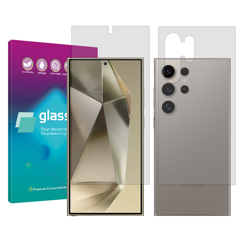 گلس گوشی سامسونگ Galaxy S24 Ultra به همراه محافظ پشت گوشی گلس پرو مدل Resistant