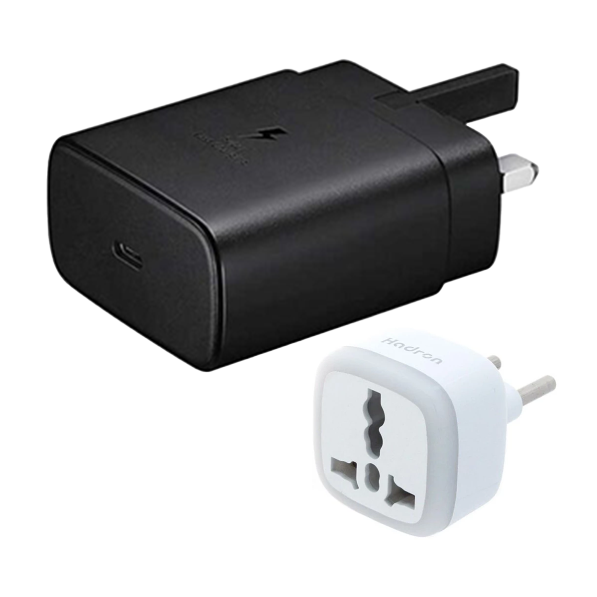 شارژر دیواری سامسونگ 45 وات مدل EP-TA845 سه شاخه اروپا به همراه تبدیل 3 به 2 هادرون A10-1
