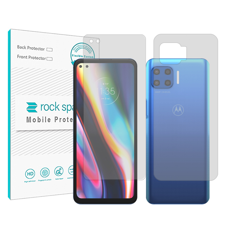 گلس گوشی موتورولا Moto G 5G Plus راک اسپیس مدل Resistant به همراه محافظ پشت گوشی