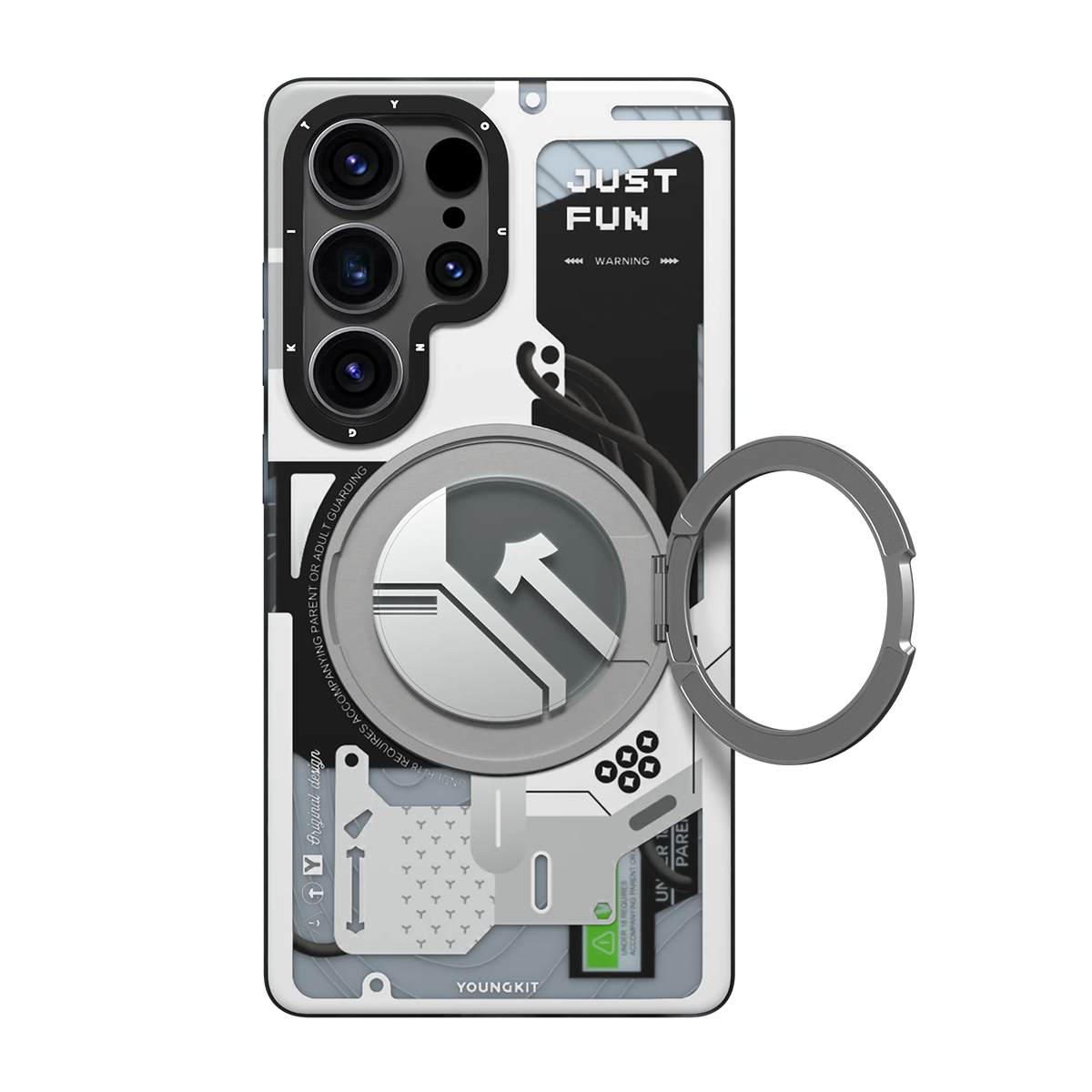 قاب گوشی سامسونگ S25 Ultra یانگ کیت مدل Cyberpunk 360° Spin Magnetic Stand Case Just Fun قاب گوشی سامسونگ S25 Ultra یانگ کیت مدل Cyberpunk 360° Spin Magnetic Stand Case Just Fun