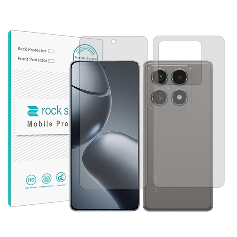 گلس گوشی شفاف شیائومی 14T Pro راک اسپیس مدل Resistant به همراه محافظ پشت گوشی
