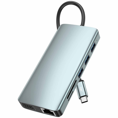 هاب تایپ سی 12 پورت جی بی کیو مدل TYPE-C HUB DOCKInG STATION 12in1 هاب تایپ سی 12 پورت جی بی کیو مدل TYPE-C HUB DOCKInG STATION 12in1