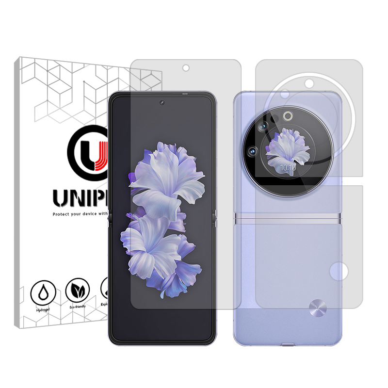 محافظ صفحه نمایش شفاف گوشی تکنو Phantom V Flip یونی پرو مدل Explosion Proof به همراه محافظ پشت گوشی