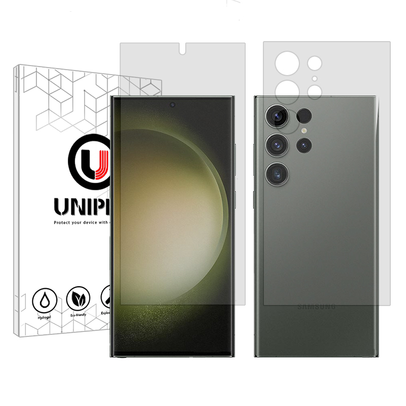 گلس گوشی شفاف سامسونگ Galaxy S23 Ultra یونی پرو مدل Star 5 به همراه محافظ پشت گوشی گلس گوشی شفاف سامسونگ Galaxy S23 Ultra یونی پرو مدل Star 5 به همراه محافظ پشت گوشی