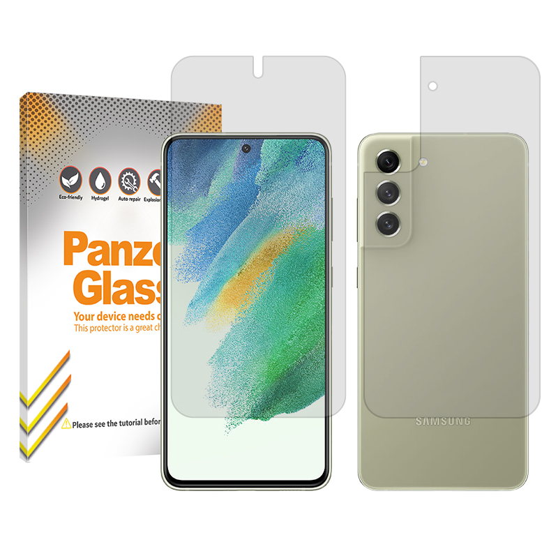 گلس گوشی شفاف سامسونگ Galaxy S21 FE 5G پنزر گلس مدل Resistant به همراه محافظ پشت گوشی گلس گوشی شفاف سامسونگ Galaxy S21 FE 5G پنزر گلس مدل Resistant به همراه محافظ پشت گوشی