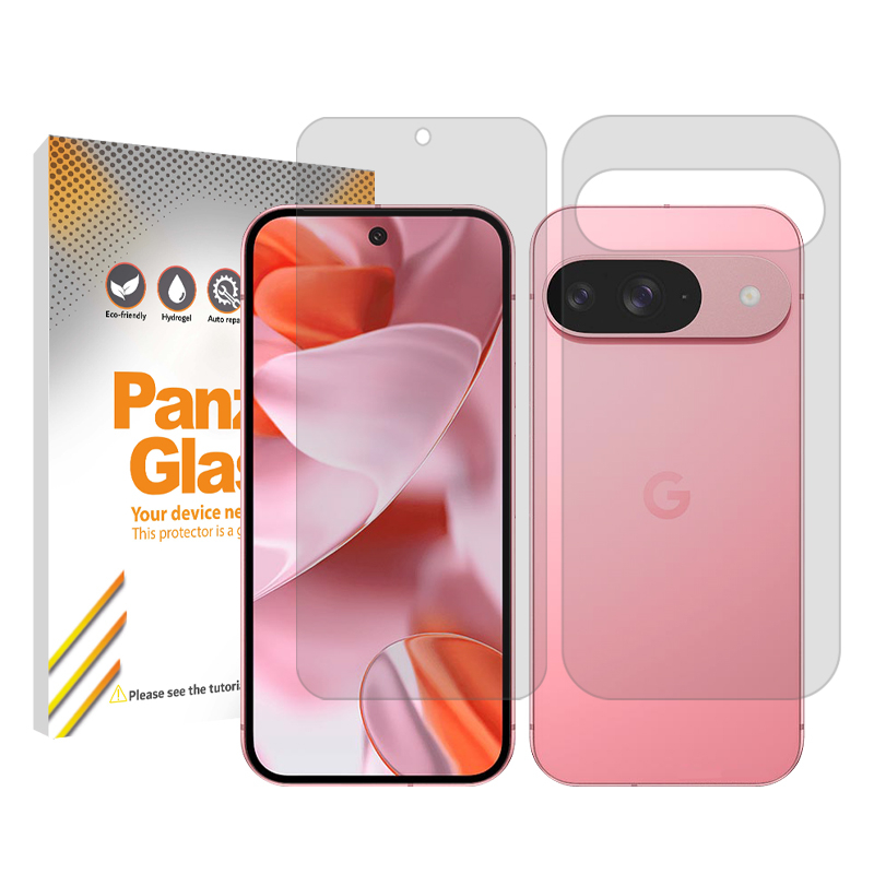 محافظ صفحه نمایش شفاف گوشی  گوگل Pixel 9 پنزر گلس مدل Resistant به همراه محافظ پشت گوشی