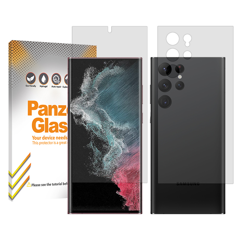 گلس گوشی شفاف سامسونگ Galaxy S22 Ultra 5G پنزر گلس مدل Resistant به همراه محافظ پشت گوشی