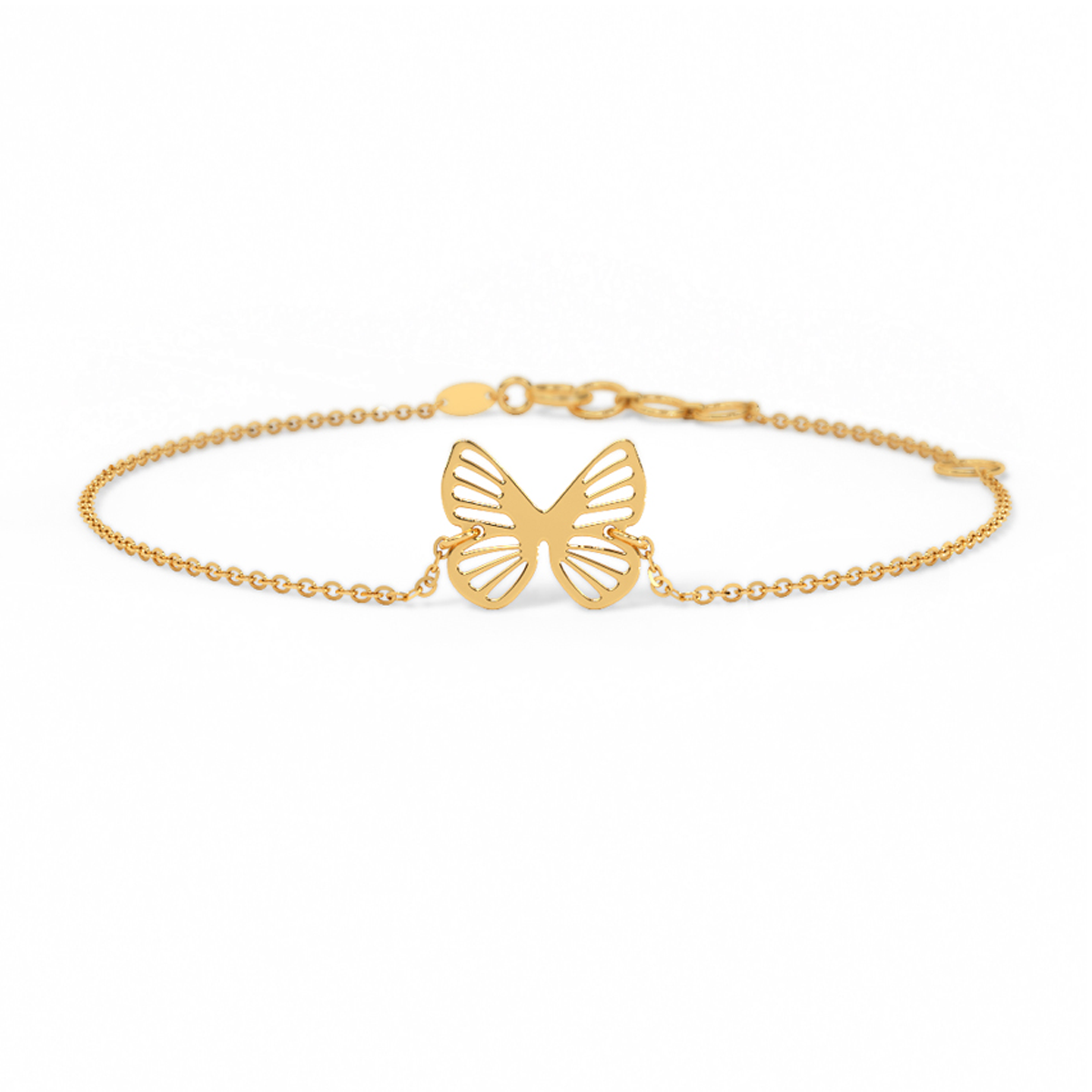 دستبند طلا زنانه طرح پروانه مینیمال قو طلایی کد B017922 دستبند طلا زنانه طرح پروانه مینیمال قو طلایی کد B017922