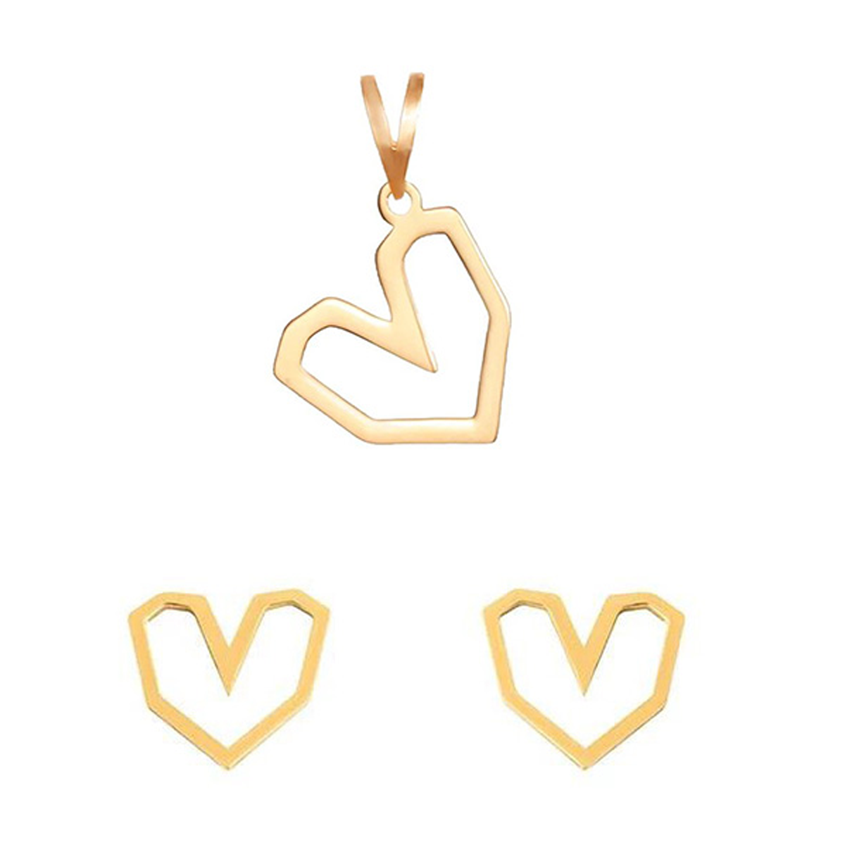 نیم ست طلا 18 عیار زنانه طرح قلب جذاب قو طلایی کد LS035143-small-image