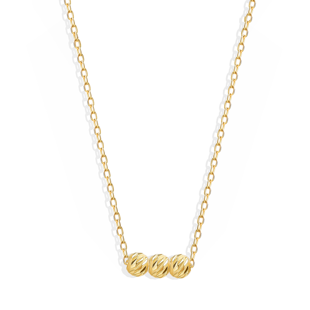 گردنبند طلا زنانه طرح البرنادو گوی سه تایی قو طلایی کد N007287