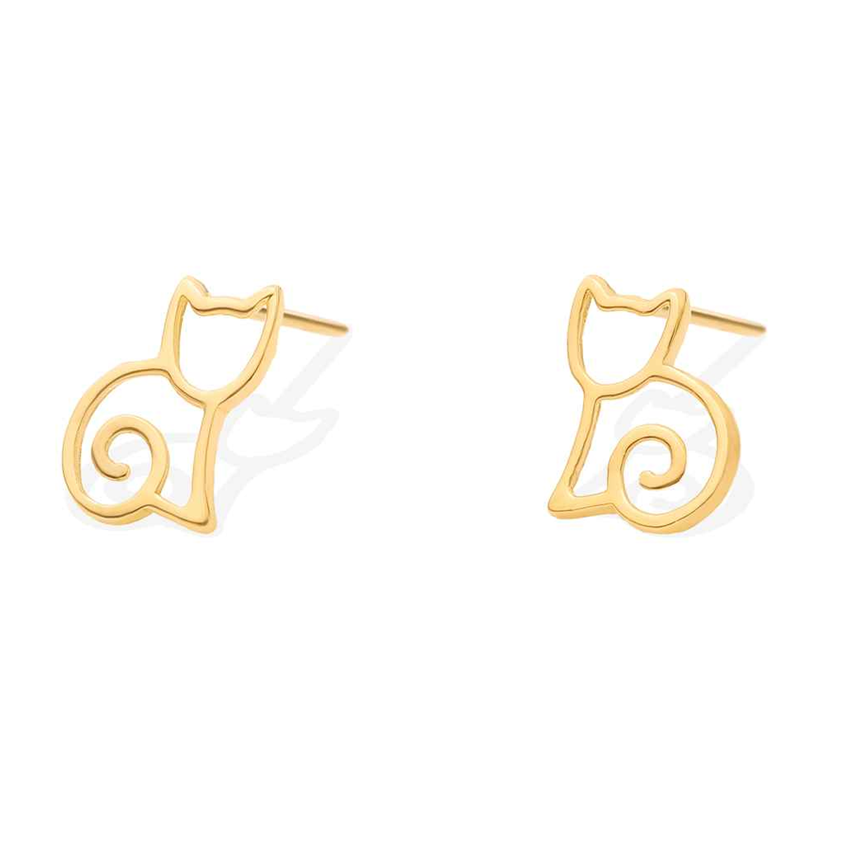 گوشواره طلا زنانه طرح گربه فرفری قو طلایی کد E025363