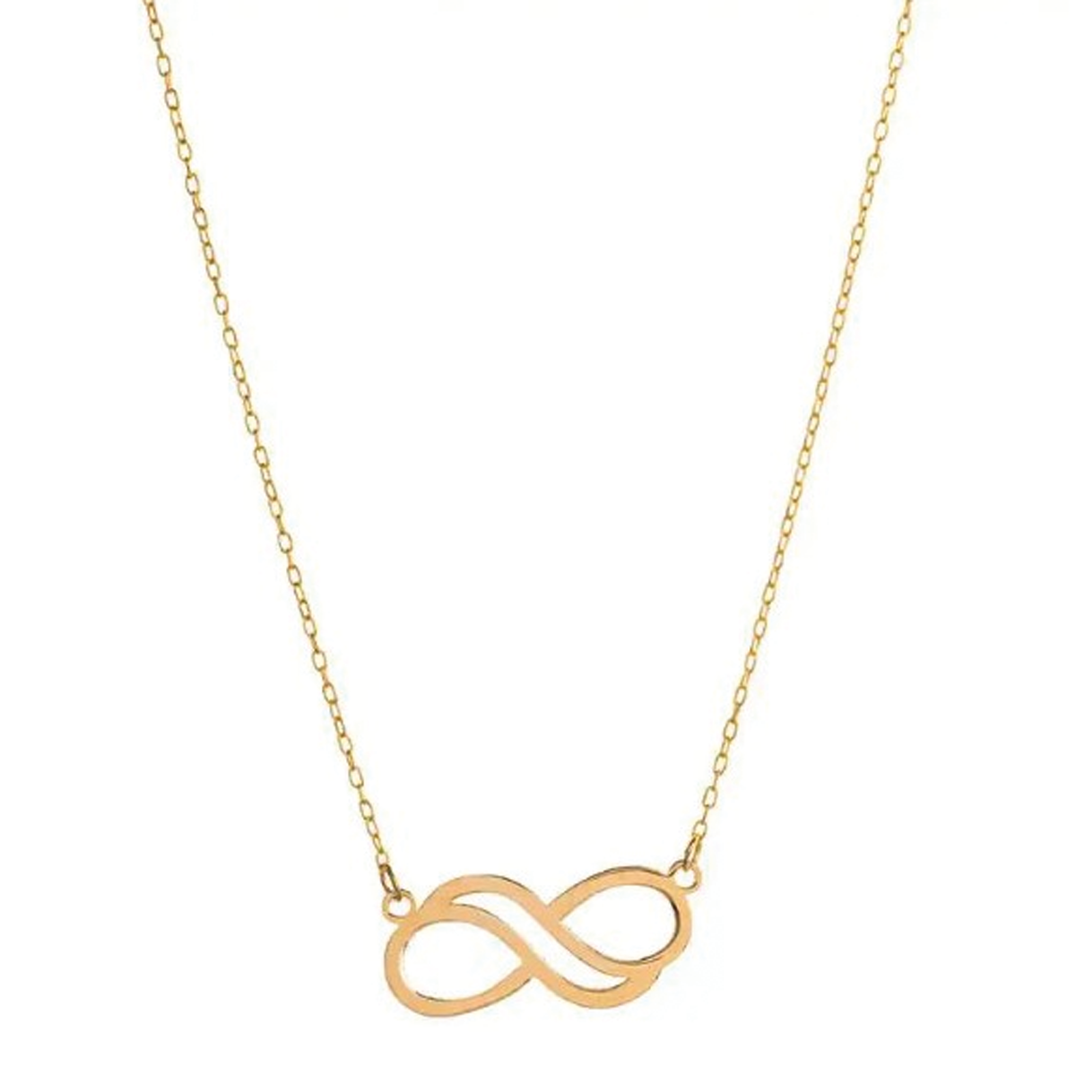 گردنبند طلا زنانه طرح بی نهایت فاصله دار قو طلایی کد N015703
