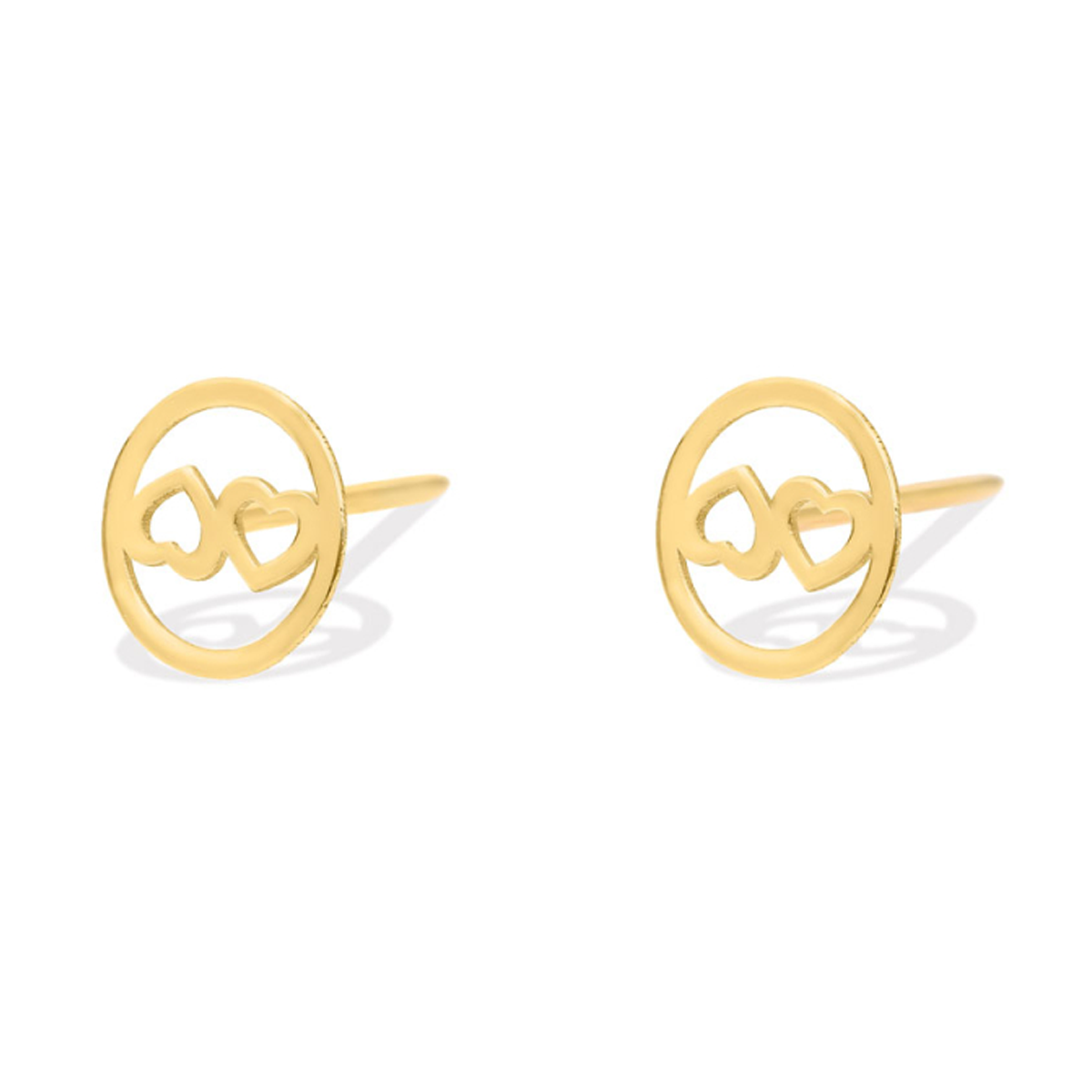 گوشواره طلا زنانه طرح قلب دوبل در دایره قو طلایی کد E035171 گوشواره طلا زنانه طرح قلب دوبل در دایره قو طلایی کد E035171